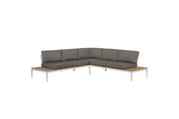 Loungegrupp Beliani Positano Grey||Light wood||White - Hagemøbler & utemiljø - Hagegruppe - Sofagruppe utendørs