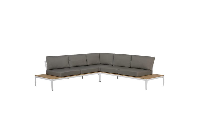 Loungegrupp Beliani Positano Grey||Light wood||White - Hagemøbler & utemiljø - Hagegruppe - Sofagruppe utendørs