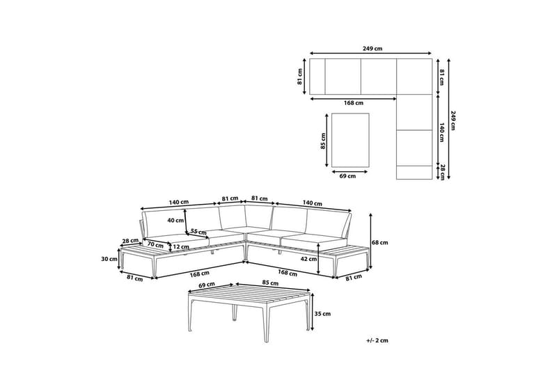 Loungegrupp Beliani Positano Grey||Light wood||White - Hagemøbler & utemiljø - Hagegruppe - Sofagruppe utendørs