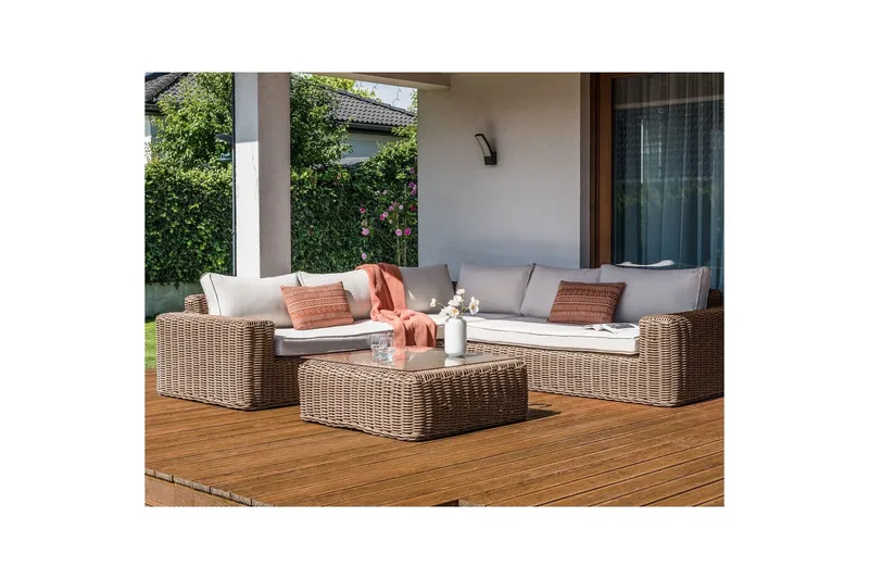 Loungegrupp Beliani Palermo Brun/grå Brown||White - Hagemøbler & utemiljø - Hagegruppe - Sofagruppe utendørs
