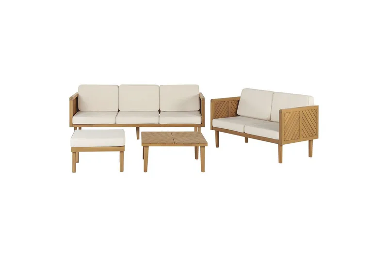 Loungegrupp med 2 sits soffa Beliani Baratti Light wood||Beige