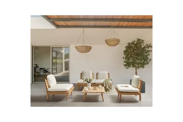 Loungegrupp med bord Beliani Accadia Light wood||Beige - Hagemøbler & utemiljø - Hagegruppe - Sofagruppe utendørs
