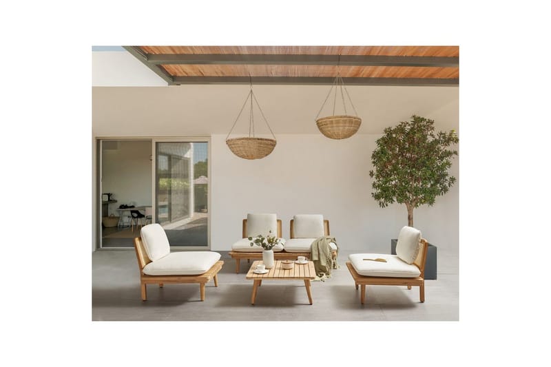 Loungegrupp med bord Beliani Accadia Light wood||Beige - Hagemøbler & utemiljø - Hagegruppe - Sofagruppe utendørs