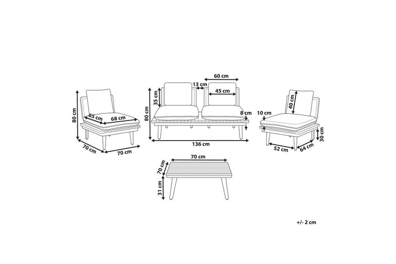 Loungegrupp med bord Beliani Accadia Light wood||Beige - Hagemøbler & utemiljø - Hagegruppe - Sofagruppe utendørs
