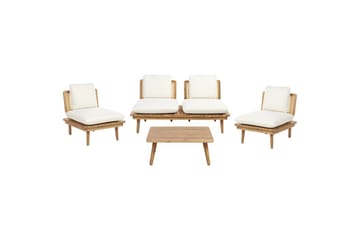 Loungegrupp med bord Beliani Accadia Light wood||Beige - Hagemøbler & utemiljø - Hagegruppe - Sofagruppe utendørs