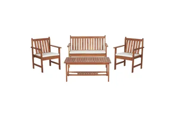 Loungegrupp med bord Beliani Altidona Light wood||White - Hagemøbler & utemiljø - Hagegruppe - Sofagruppe utendørs