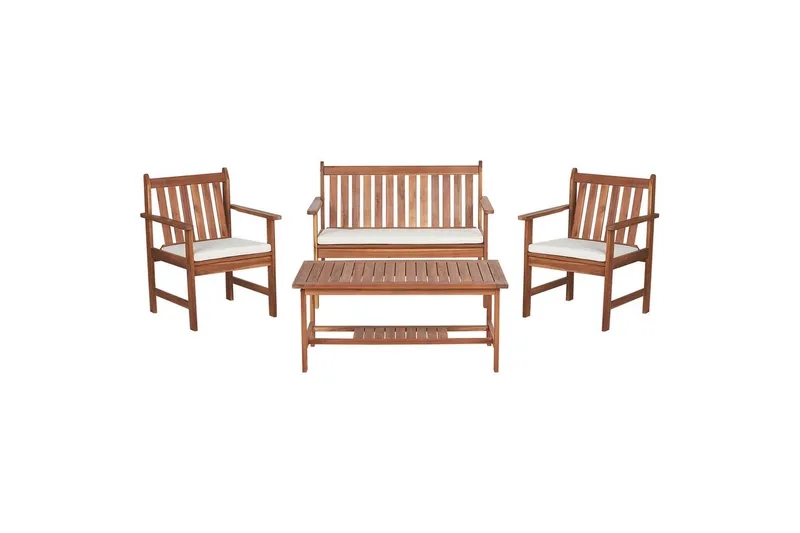 Loungegrupp med bord Beliani Altidona Light wood||White