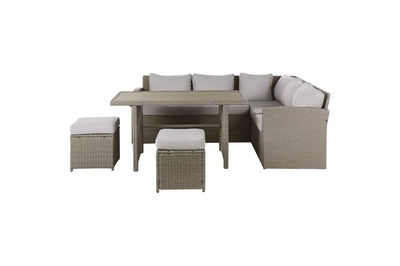 Loungegrupp med bord Beliani Bardi Natur/grå/beige Natural||Grey||Beige