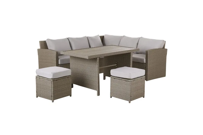 Loungegrupp med bord Beliani Bardi Natur/grå/beige Natural||Grey||Beige - Hagemøbler & utemiljø - Hagegruppe - Sofagruppe utendørs