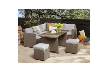 Loungegrupp med bord Beliani Bardi Natur/grå/beige Natural||Grey||Beige - Hagemøbler & utemiljø - Hagegruppe - Sofagruppe utendørs
