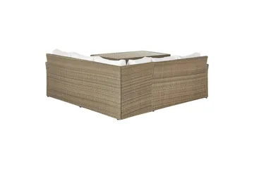 Loungegrupp med bord Beliani Bardi Natur/grå/beige White||Brown - Hagemøbler & utemiljø - Hagegruppe - Sofagruppe utendørs