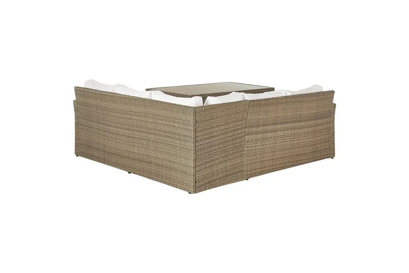 Loungegrupp med bord Beliani Bardi Natur/grå/beige White||Brown - Hagemøbler & utemiljø - Hagegruppe - Sofagruppe utendørs
