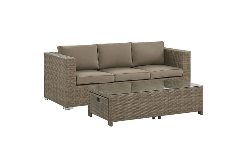 Loungegrupp med bord Beliani Belluno Brown||Silver - Hagemøbler & utemiljø - Hagegruppe - Sofagruppe utendørs