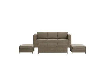 Loungegrupp med bord Beliani Belluno Brown||Silver - Hagemøbler & utemiljø - Hagegruppe - Sofagruppe utendørs