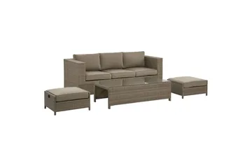 Loungegrupp med bord Beliani Belluno Brown||Silver - Hagemøbler & utemiljø - Hagegruppe - Sofagruppe utendørs
