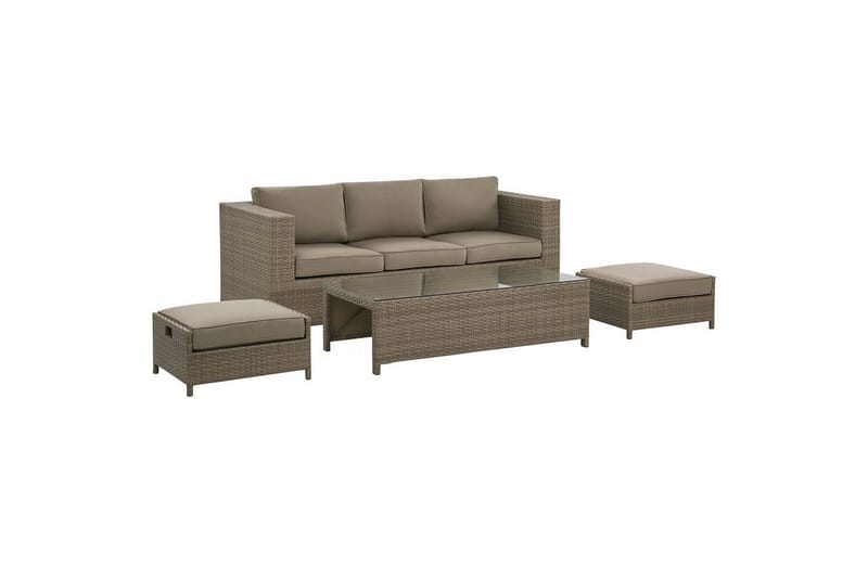 Loungegrupp med bord Beliani Belluno Brown||Silver - Hagemøbler & utemiljø - Hagegruppe - Sofagruppe utendørs
