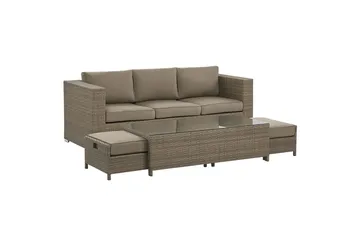 Loungegrupp med bord Beliani Belluno Brown||Silver - Hagemøbler & utemiljø - Hagegruppe - Sofagruppe utendørs