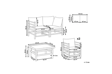 Loungegrupp med bord Beliani Cerreto Beige/ljust trä, 4-Sits White||Light wood - Hagemøbler & utemiljø - Hagegruppe - Sofagruppe utendørs