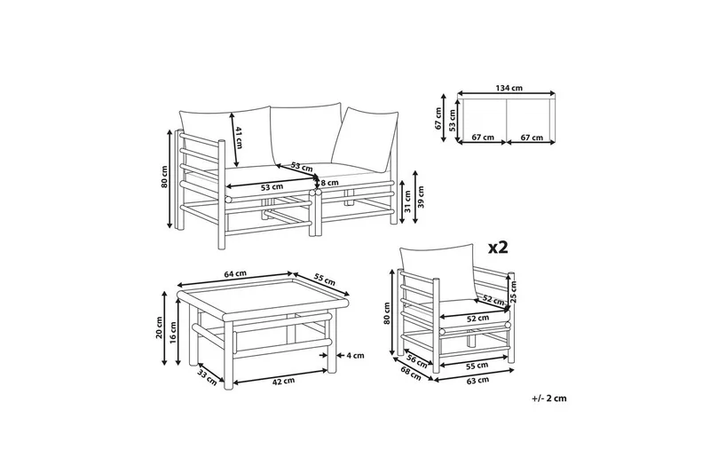 Loungegrupp med bord Beliani Cerreto Beige/ljust trä, 4-Sits White||Light wood - Hagemøbler & utemiljø - Hagegruppe - Sofagruppe utendørs