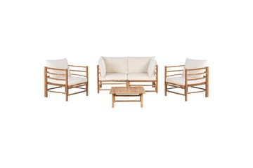 Loungegrupp med bord Beliani Cerreto Beige/ljust trä, 4-Sits White||Light wood - Hagemøbler & utemiljø - Hagegruppe - Sofagruppe utendørs