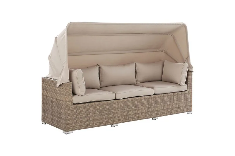 Loungegrupp med bord Beliani Coccolia Beige||Brown - Hagemøbler & utemiljø - Hagegruppe - Sofagruppe utendørs