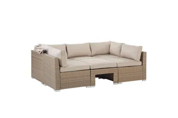 Loungegrupp med bord Beliani Coccolia Beige||Brown - Hagemøbler & utemiljø - Hagegruppe - Sofagruppe utendørs