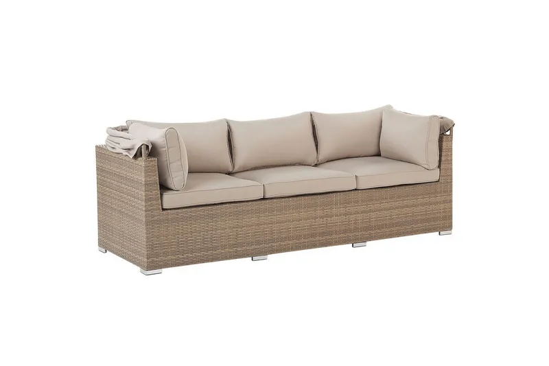 Loungegrupp med bord Beliani Coccolia Beige||Brown - Hagemøbler & utemiljø - Hagegruppe - Sofagruppe utendørs