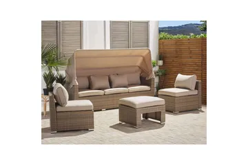 Loungegrupp med bord Beliani Coccolia Beige||Brown - Hagemøbler & utemiljø - Hagegruppe - Sofagruppe utendørs