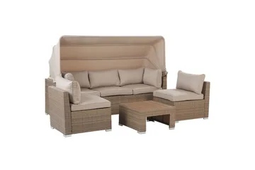 Loungegrupp med bord Beliani Coccolia Beige||Brown - Hagemøbler & utemiljø - Hagegruppe - Sofagruppe utendørs