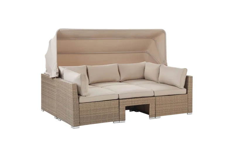Loungegrupp med bord Beliani Coccolia Beige||Brown - Hagemøbler & utemiljø - Hagegruppe - Sofagruppe utendørs