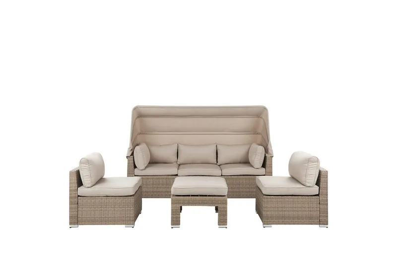 Loungegrupp med bord Beliani Coccolia Beige||Brown