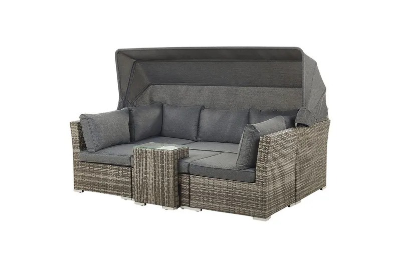 Loungegrupp med bord Beliani Coccolia Brown||Grey - Hagemøbler & utemiljø - Hagegruppe - Sofagruppe utendørs