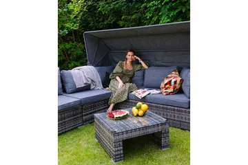 Loungegrupp med bord Beliani Coccolia Brown||Grey - Hagemøbler & utemiljø - Hagegruppe - Sofagruppe utendørs