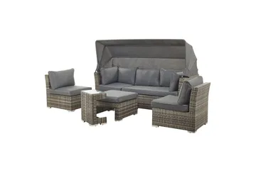 Loungegrupp med bord Beliani Coccolia Brown||Grey - Hagemøbler & utemiljø - Hagegruppe - Sofagruppe utendørs