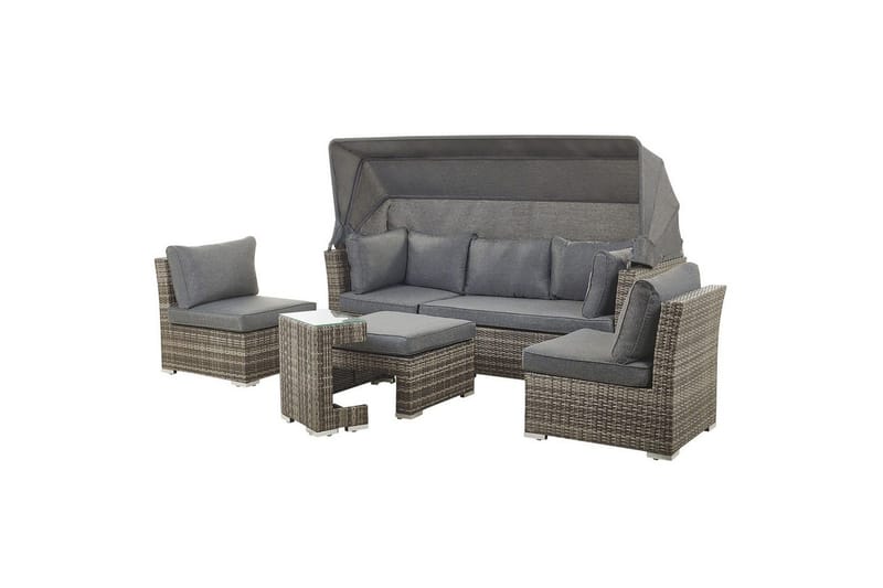 Loungegrupp med bord Beliani Coccolia Brown||Grey - Hagemøbler & utemiljø - Hagegruppe - Sofagruppe utendørs