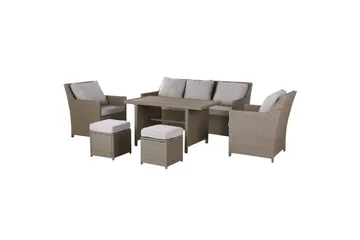 Loungegrupp med bord Beliani Fonti Natur/grå/beige Natural||Grey||Beige - Hagemøbler & utemiljø - Hagegruppe - Sofagruppe utendørs