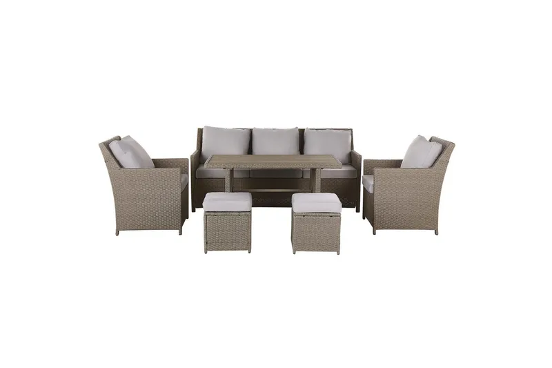 Loungegrupp med bord Beliani Fonti Natur/grå/beige Natural||Grey||Beige