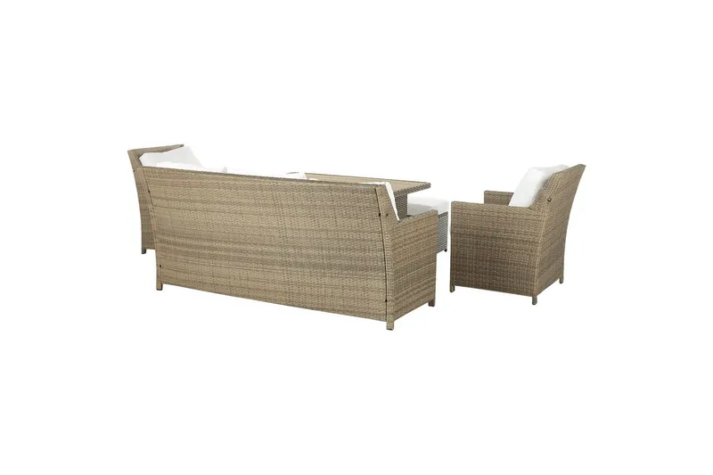 Loungegrupp med bord Beliani Fonti Natur/grå/beige White||Brown - Hagemøbler & utemiljø - Hagegruppe - Sofagruppe utendørs