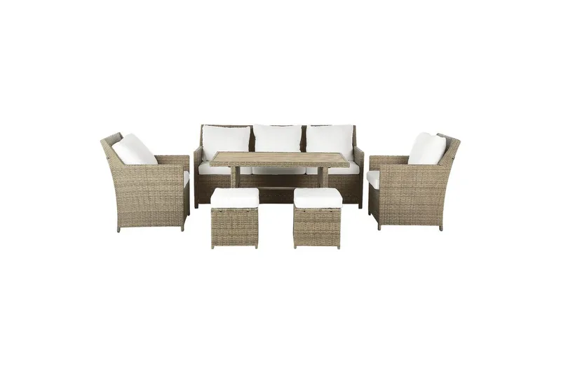 Loungegrupp med bord Beliani Fonti Natur/grå/beige White||Brown
