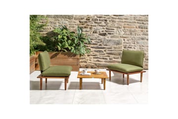 Loungegrupp med bord Beliani Frascati Grönt/ljust trä, 2-Sits Green||Light wood - Hagemøbler & utemiljø - Hagegruppe - Cafemøbler & cafesett