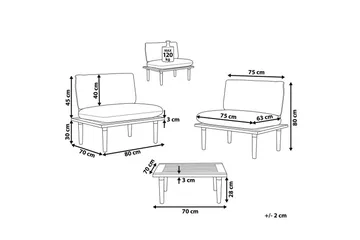 Loungegrupp med bord Beliani Frascati Grönt/ljust trä, 2-Sits Green||Light wood - Hagemøbler & utemiljø - Hagegruppe - Cafemøbler & cafesett