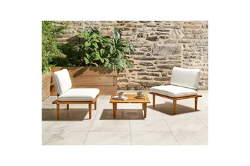 Loungegrupp med bord Beliani Frascati Grönt/ljust trä, 2-Sits White||Light wood - Hagemøbler & utemiljø - Hagegruppe - Cafemøbler & cafesett