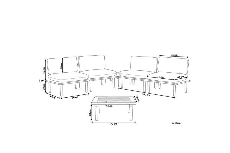 Loungegrupp med bord Beliani Frascati Grönt/ljust trä, 4-Sits Green||Light wood - Hagemøbler & utemiljø - Hagegruppe - Sofagruppe utendørs