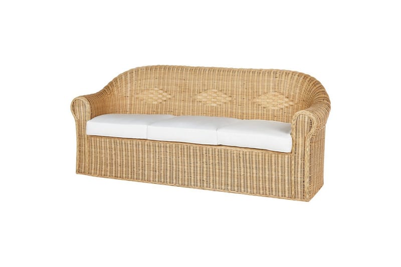 Loungegrupp med bord Beliani Livadeia Natural||White - Hagemøbler & utemiljø - Hagegruppe - Sofagruppe utendørs