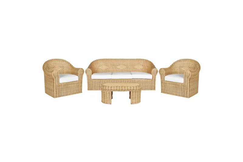Loungegrupp med bord Beliani Livadeia Natural||White