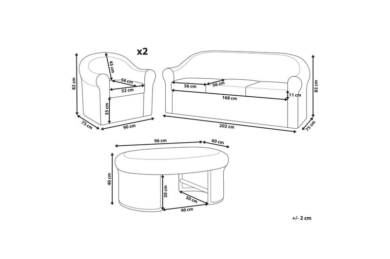 Loungegrupp med bord Beliani Livadeia Natural||White - Hagemøbler & utemiljø - Hagegruppe - Sofagruppe utendørs