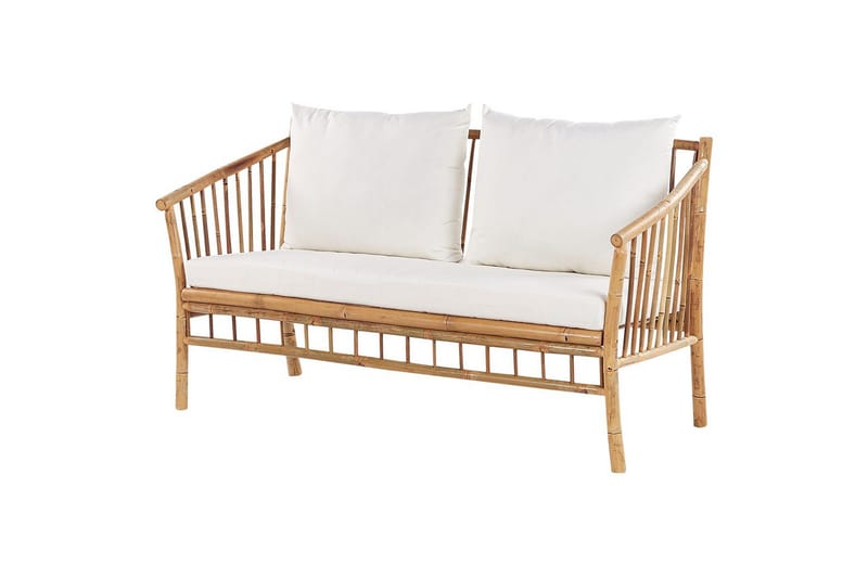 Loungegrupp med bord Beliani Maggiore Light wood||White - Hagemøbler & utemiljø - Hagegruppe - Sofagruppe utendørs