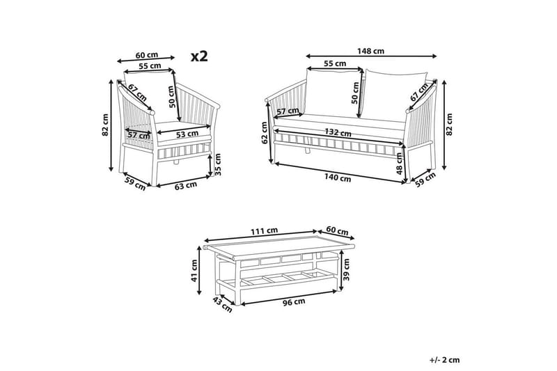 Loungegrupp med bord Beliani Maggiore Light wood||White - Hagemøbler & utemiljø - Hagegruppe - Sofagruppe utendørs