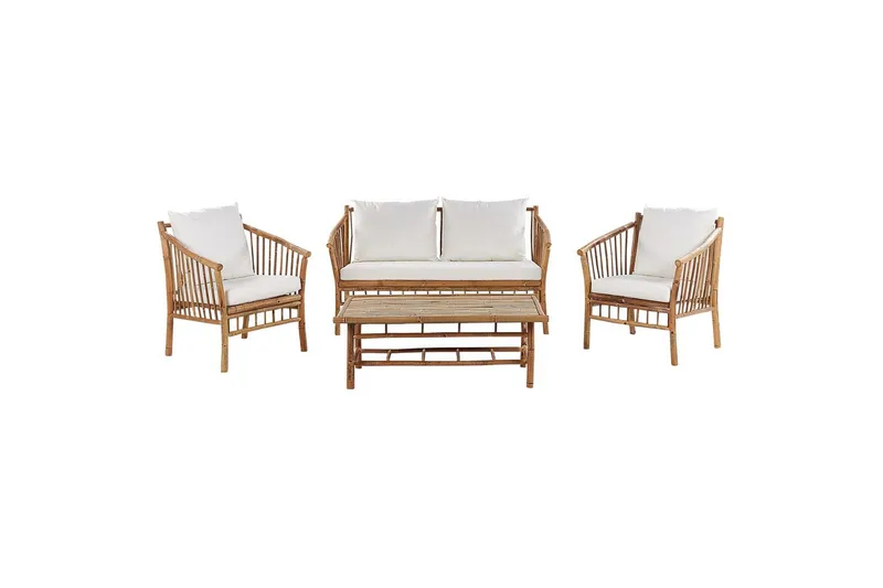Loungegrupp med bord Beliani Maggiore Light wood||White