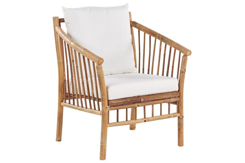 Loungegrupp med bord Beliani Maggiore Light wood||White - Hagemøbler & utemiljø - Hagegruppe - Sofagruppe utendørs